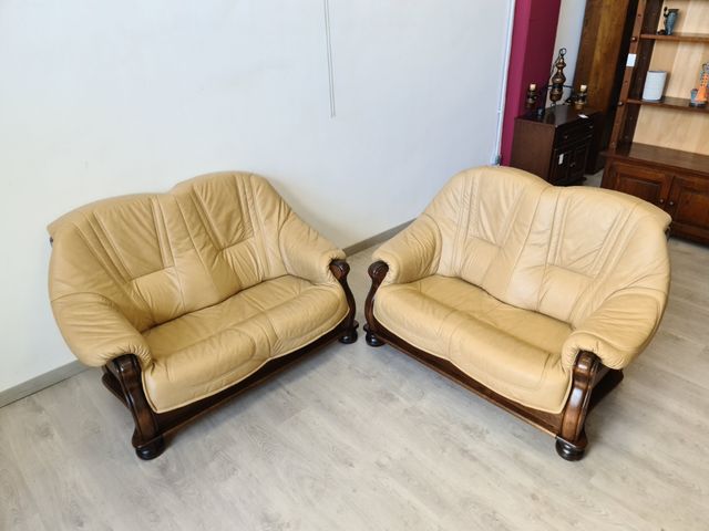 Sofas de Piel Rusticos Color Crema Clarito