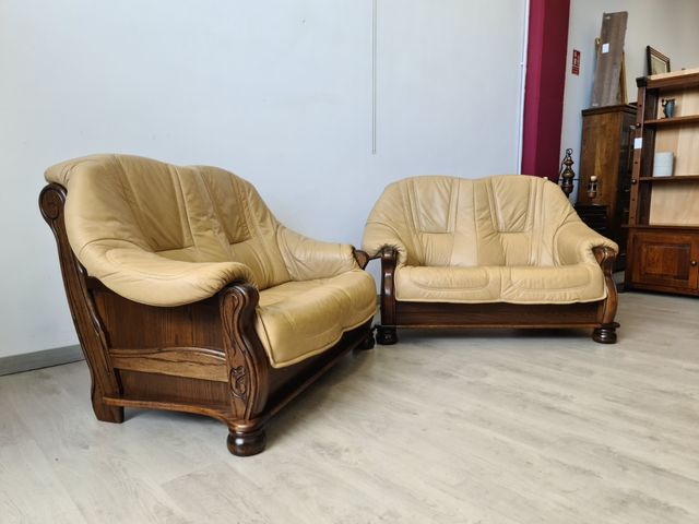 Sofas de Piel Rusticos Color Crema Clarito