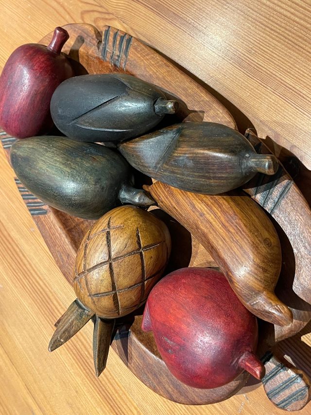 Bandeja frutas madera tallada decoración