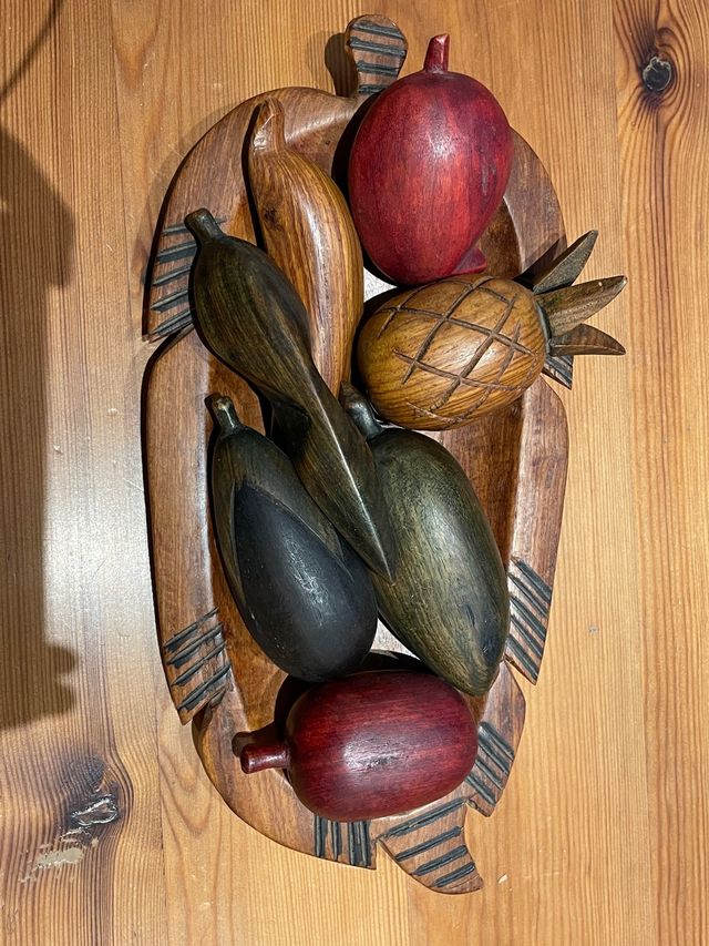 Bandeja frutas madera tallada decoración