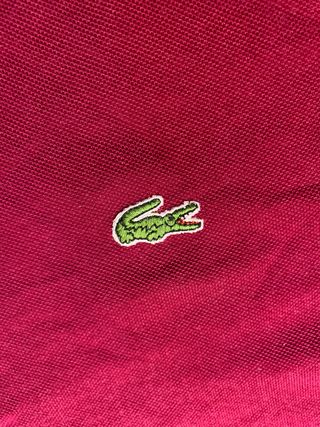 Polo burdeos Lacoste, manga larga, 100% algodón.