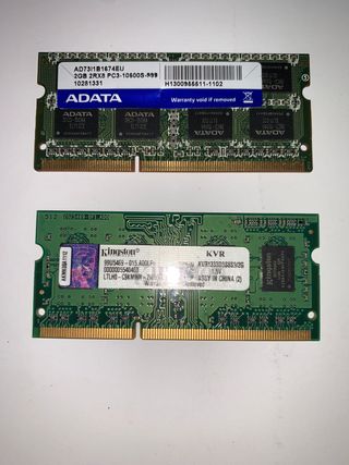 Memoria RAM 4GB DDR3 SODIMM para portatil (2X2GB)
