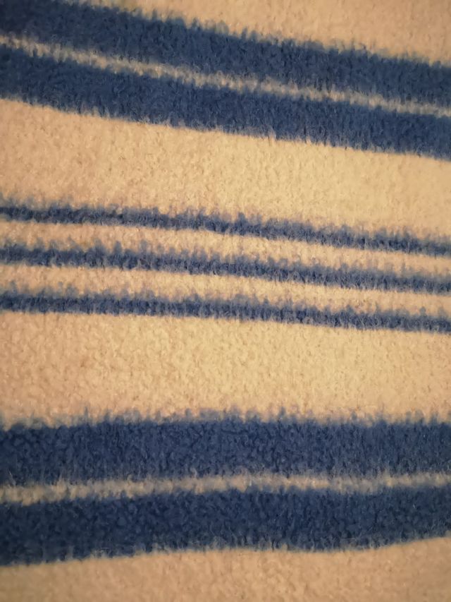 Mantas de lana color crudo rayas azules