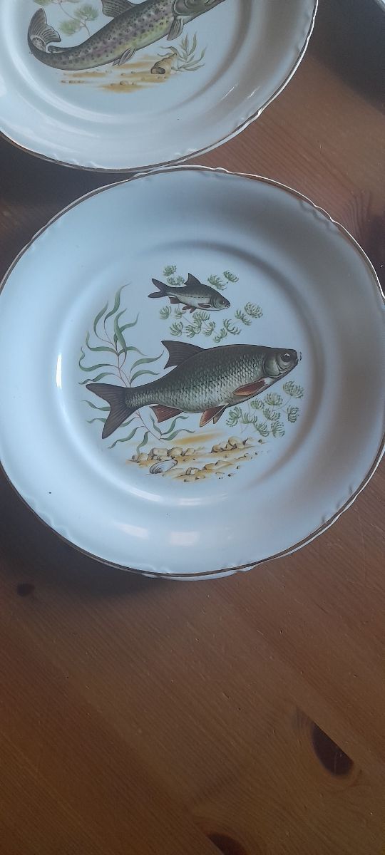 5 platos con motivos peces