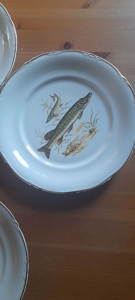 5 platos con motivos peces