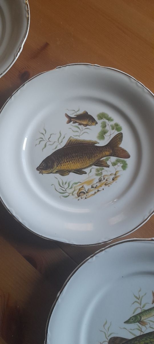 5 platos con motivos peces