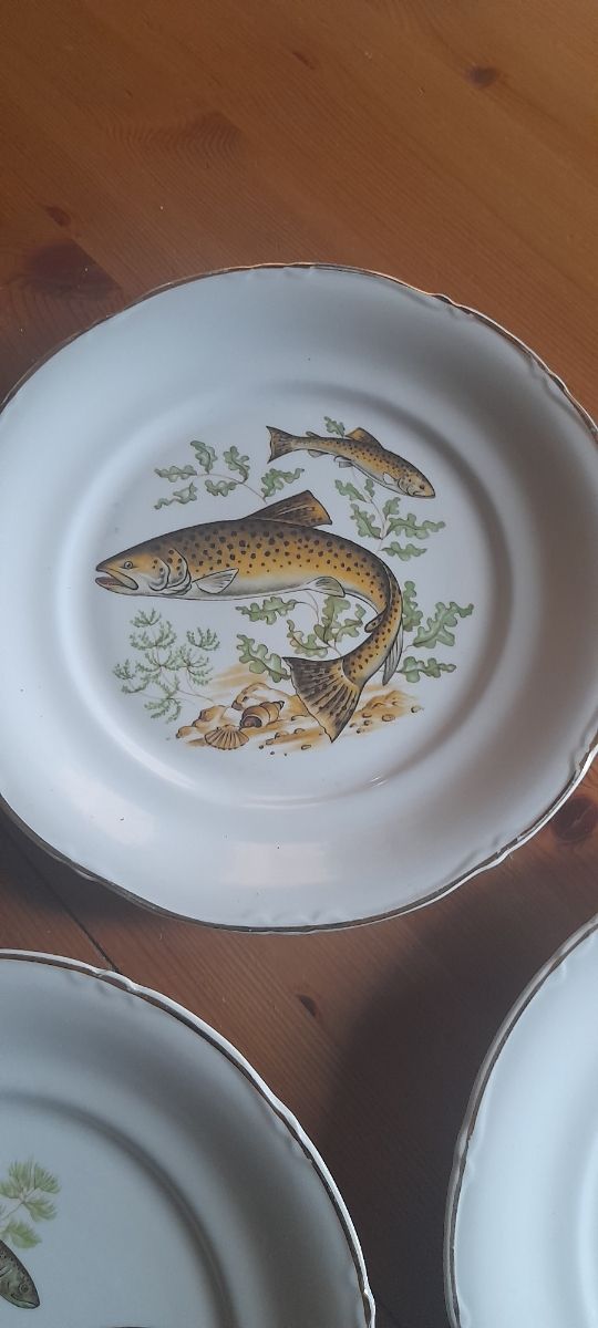 5 platos con motivos peces