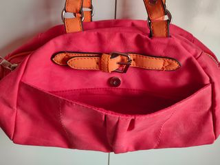 Bolso de mano rosa y naranja