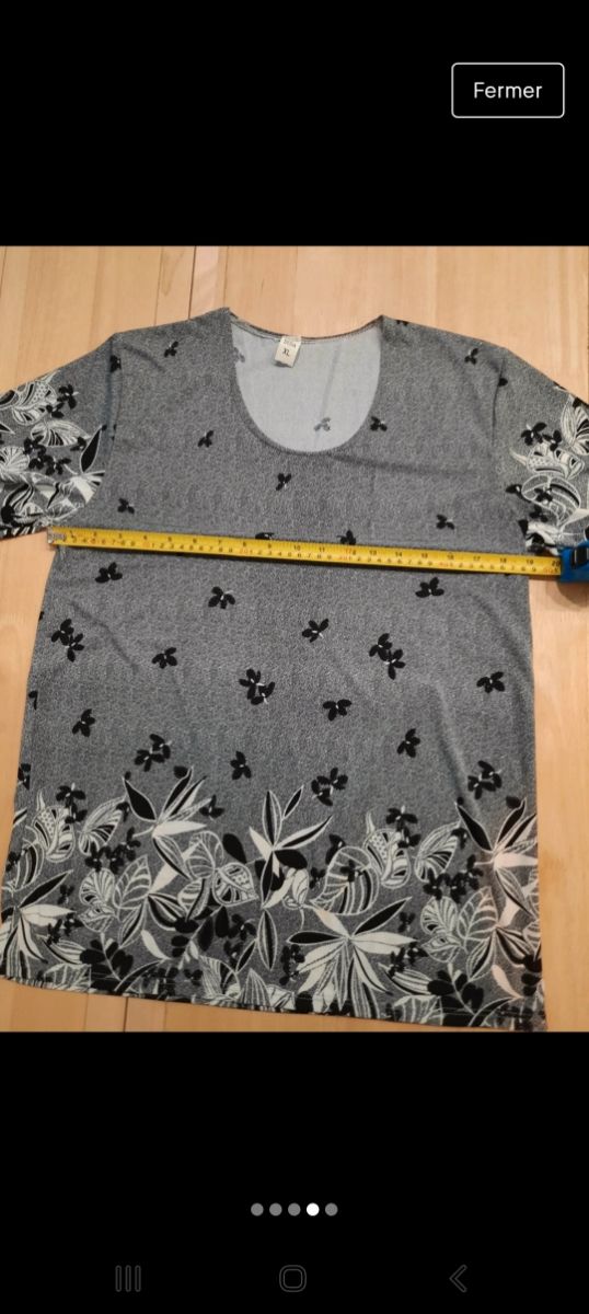 T-shirt da donna grigia con decorazioni XL, nuova