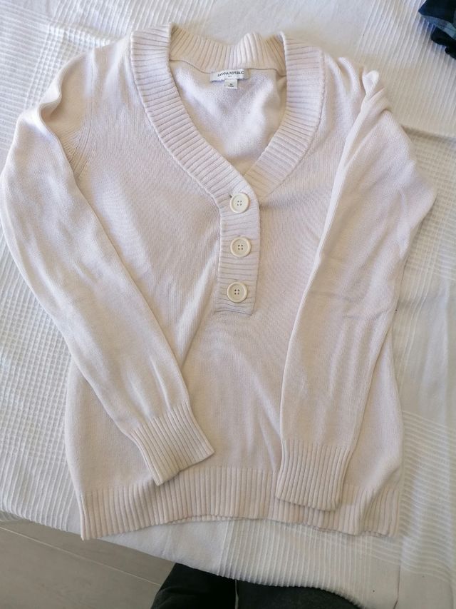 Jersey blanco botones Banana Republic