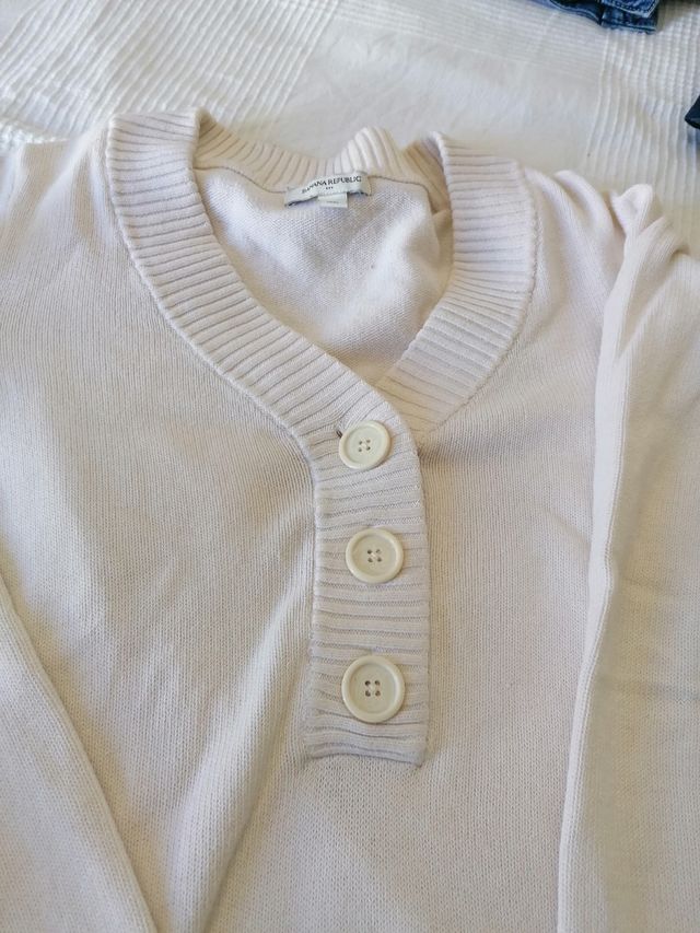 Jersey blanco botones Banana Republic