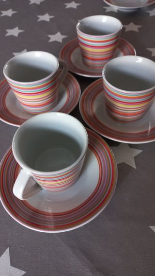 6 tazze caffè con piattini