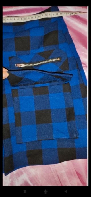 Falda cuadros bolsillos talla S