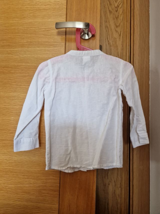 Camisa blanca manga larga y cuello Mao. Charanga