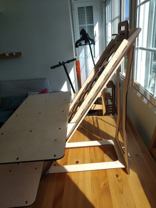 Escritorio de pie elevable y ajustable de madera