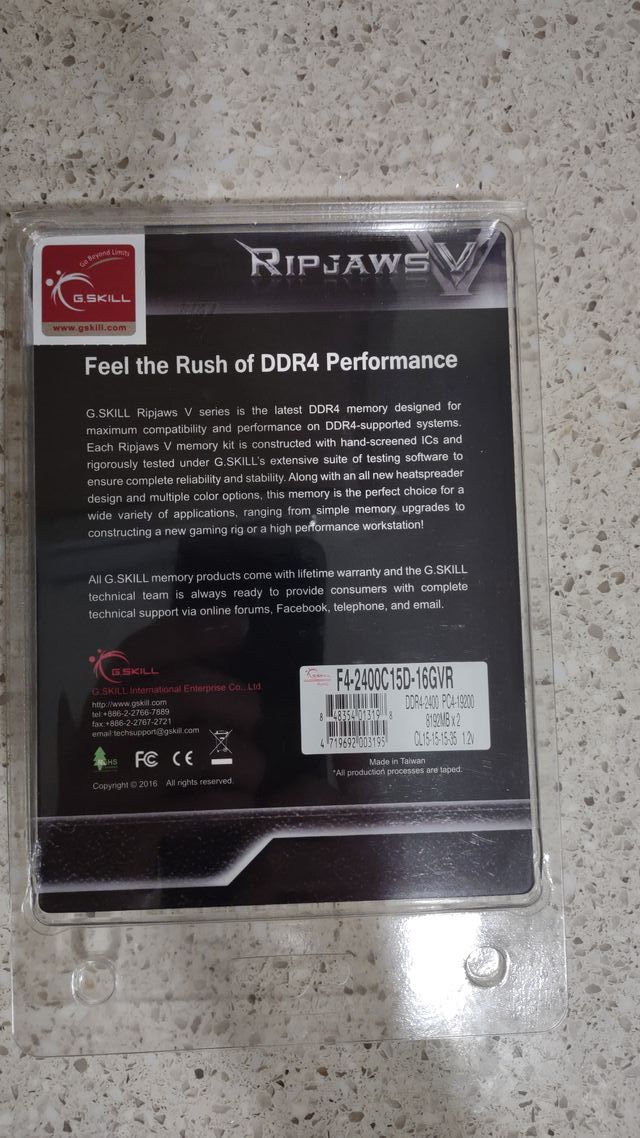Memory Kit G.Skill Ripjaws F4-2400C15D-16GVR 8Gx2
