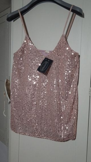 top con paillettes