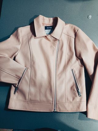cazadora polipiel niña rosa talla10