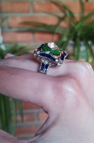 Anillo de fantasía esmaltado nenúfar 