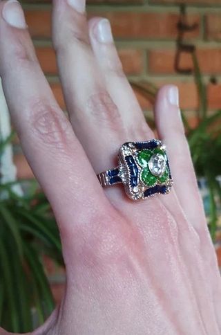Anillo de fantasía esmaltado nenúfar 