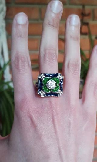 Anillo de fantasía esmaltado nenúfar 