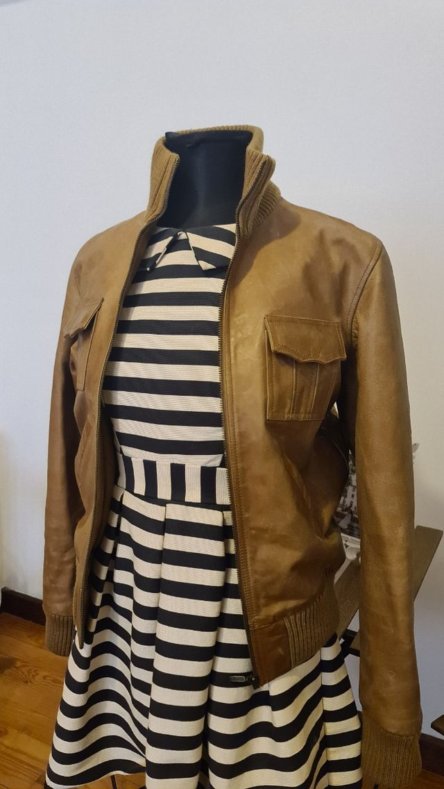 chaqueta piel beise