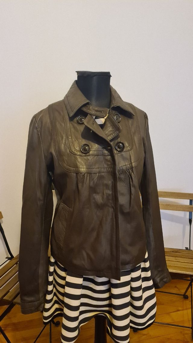 cazadora piel marrón