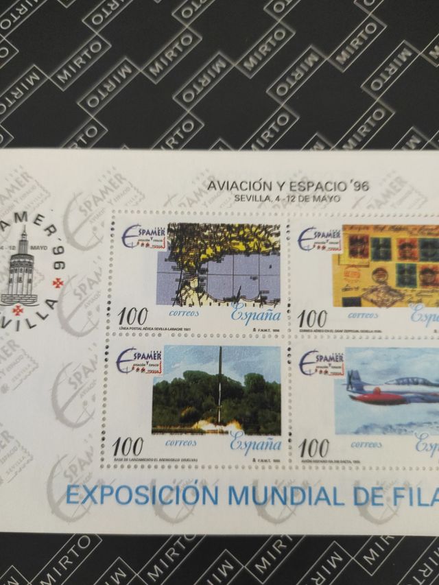 Hoja Bloque España.  Aviación y espacio. Espamer96
