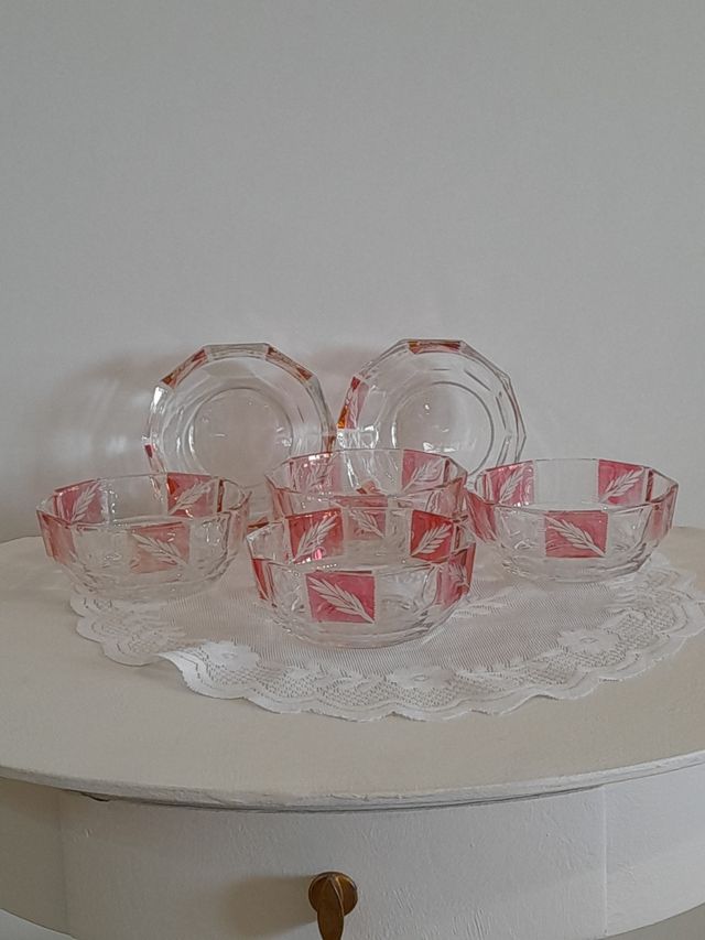 Cristalleria Servizio Macedonia 7 Pezzi Clear Pink