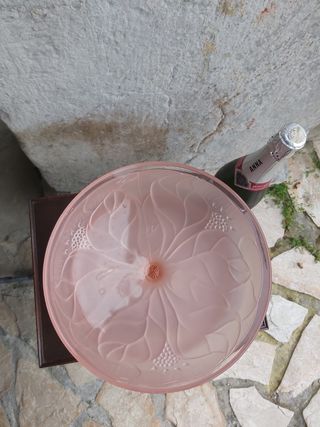 2 fruteros cristal rosa italiano.Vintage Chaumette