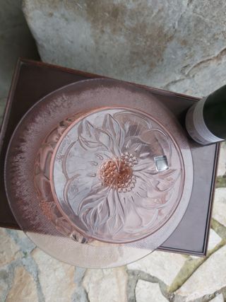 2 fruteros cristal rosa italiano.Vintage Chaumette