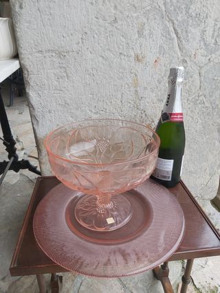 2 fruteros cristal rosa italiano.Vintage Chaumette