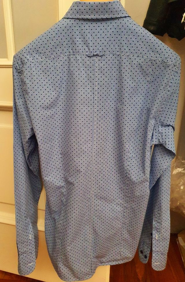 Camicia azzurra a pois blu Camicieria Milano