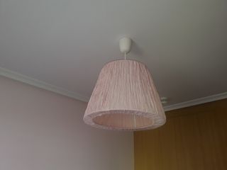 2 LAMPARAS DE TELA ROSA Y BLANCA