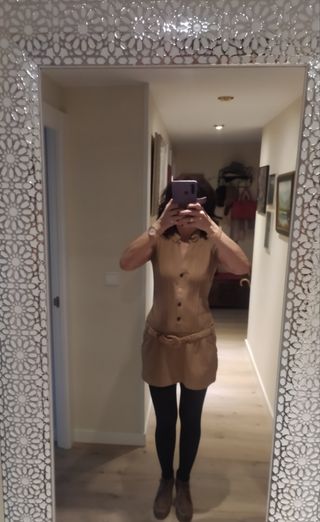 Vestido-mini Bershka color tostado talla M, otoño