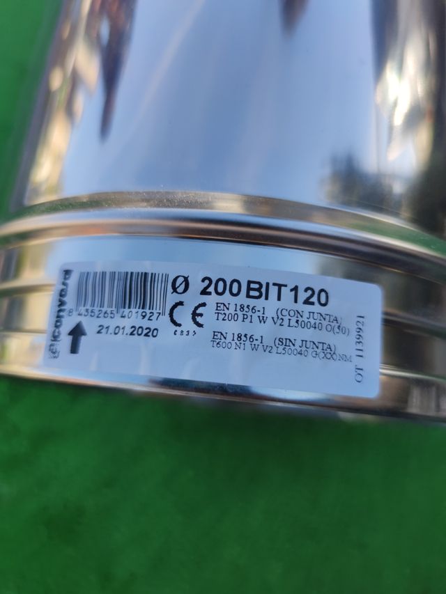 Tubo estufa inox 200mm
