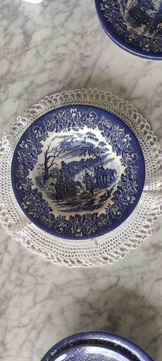 PLATOS VAJILLA INGLESA DE PORCELANA AZUL