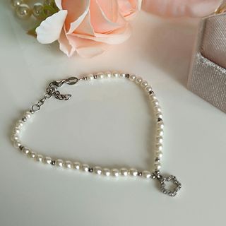 Pulsera plata de ley y perlas naturales 