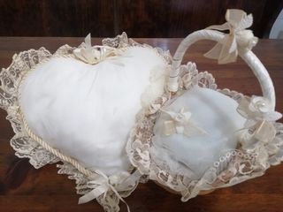 cojin anillos y cesta alfileres ceremonia