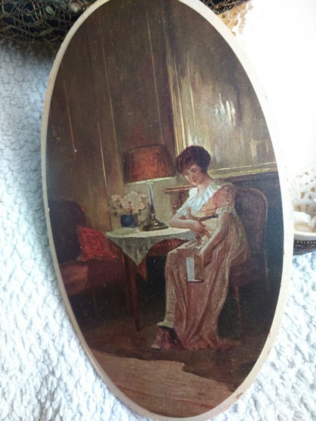 antigua caja forrada de tela