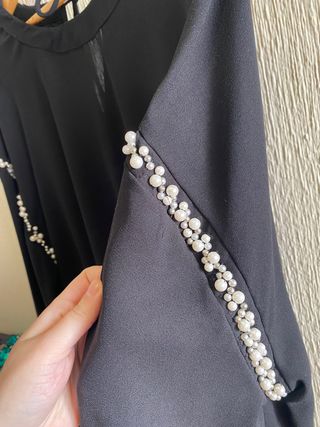 Blusa negra perlas - Zara