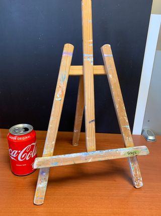 Óleo sobre tablero con caballete