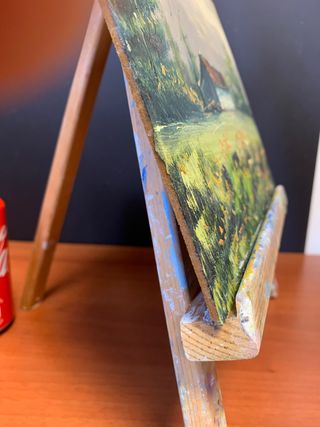 Óleo sobre tablero con caballete