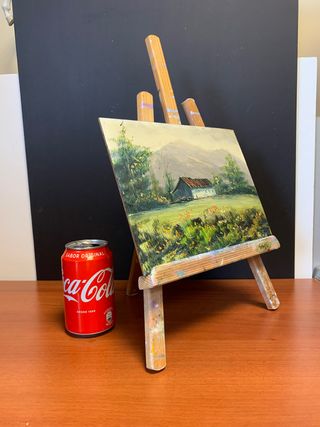 Óleo sobre tablero con caballete