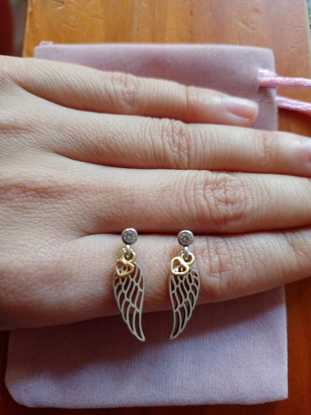 Pendientes Alas de Ángel de plata de ley