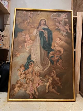 Bonita Inmaculada pintada sobre óleo