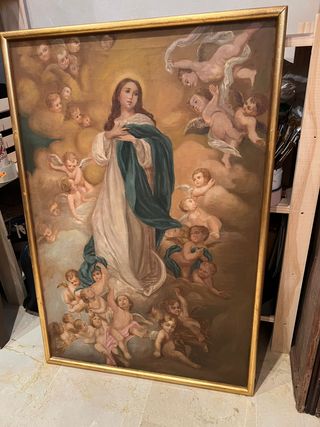 Bonita Inmaculada pintada sobre óleo