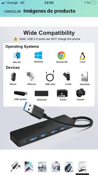 Accele Hub de Datos USB de 4 Puertos