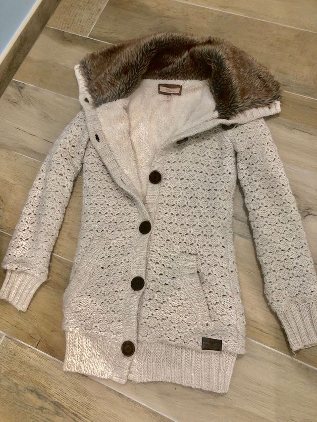 Giacchetto donna in lana e pelliccia molto calda