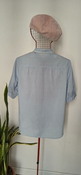 Camisa vintage cuadro Vichy azul bebé 